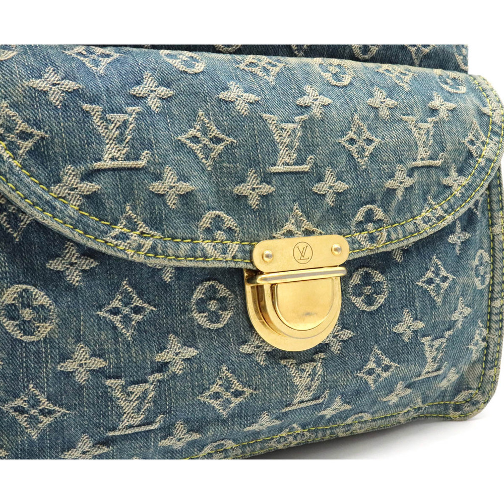 Louis Vuitton Monogram Denim Flat Shopper Tote Bag Handbag Gusset Blue - Picture 8 of 8